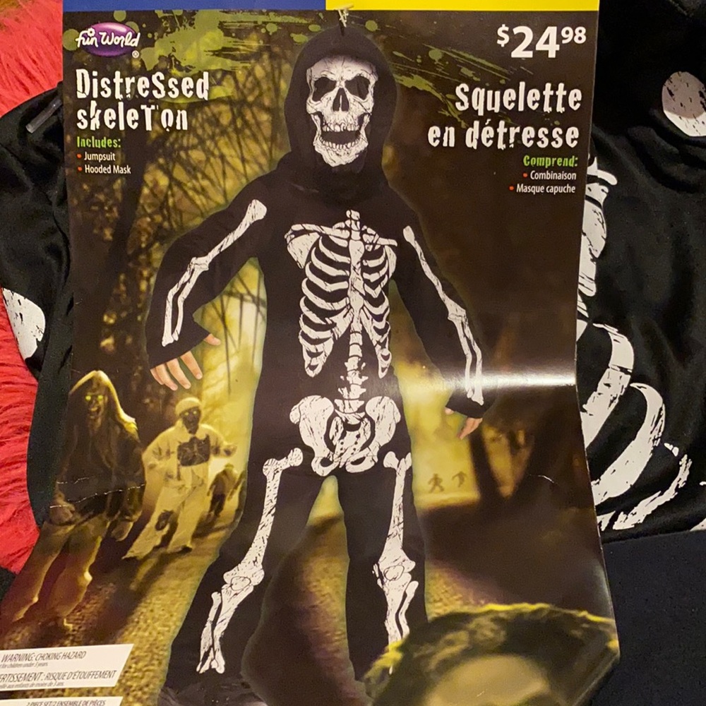 Distressed Skeleton Boys Costume Large 10-12